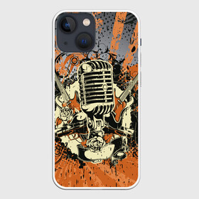 Чехол для iPhone 13 mini с принтом Microphone в Екатеринбурге,  |  | Тематика изображения на принте: art | grunge | guitar | line | microphone | pattern | абстракция | арт | гитара | гранж | линии | микрофон | узор