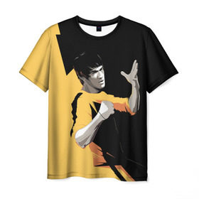 Мужская футболка 3D с принтом Bruce Lee в Екатеринбурге, 100% полиэфир | прямой крой, круглый вырез горловины, длина до линии бедер | bruce lee | актер | боец | воин | звезда | карате