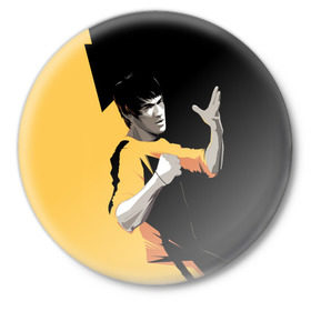 Значок с принтом Bruce Lee в Екатеринбурге,  металл | круглая форма, металлическая застежка в виде булавки | Тематика изображения на принте: bruce lee | актер | боец | воин | звезда | карате