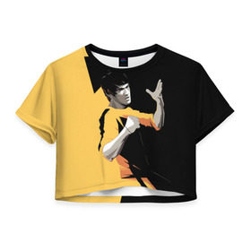 Женская футболка 3D укороченная с принтом Bruce Lee в Екатеринбурге, 100% полиэстер | круглая горловина, длина футболки до линии талии, рукава с отворотами | bruce lee | актер | боец | воин | звезда | карате