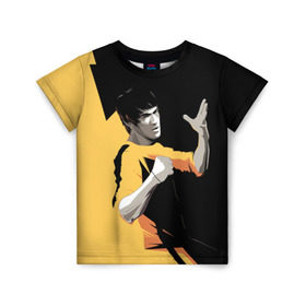 Детская футболка 3D с принтом Bruce Lee в Екатеринбурге, 100% гипоаллергенный полиэфир | прямой крой, круглый вырез горловины, длина до линии бедер, чуть спущенное плечо, ткань немного тянется | bruce lee | актер | боец | воин | звезда | карате
