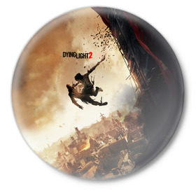 Значок с принтом Dying Light 2 в Екатеринбурге,  металл | круглая форма, металлическая застежка в виде булавки | dying | game | horror | light | апокалипсис | зомби | игра | мертвецы | монстр | паркур | ужас | хоррор