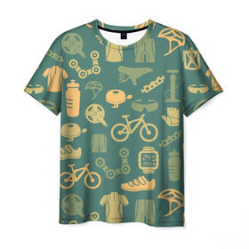 Мужская футболка 3D с принтом Велосипедист в Екатеринбурге, 100% полиэфир | прямой крой, круглый вырез горловины, длина до линии бедер | bicycle | bike | road | speed | sport | вело | велосипед | велосипедист | гонщик | дорога | здоровье | педали | сила | скорость | спорт | трасса | шлем