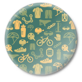 Значок с принтом Велосипедист в Екатеринбурге,  металл | круглая форма, металлическая застежка в виде булавки | Тематика изображения на принте: bicycle | bike | road | speed | sport | вело | велосипед | велосипедист | гонщик | дорога | здоровье | педали | сила | скорость | спорт | трасса | шлем