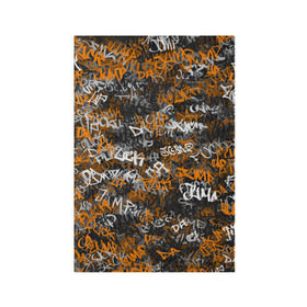 Обложка для паспорта матовая кожа с принтом Jump da f#ck up! в Екатеринбурге, натуральная матовая кожа | размер 19,3 х 13,7 см; прозрачные пластиковые крепления | slipknot | soulfly | u rban | белый | графити | граффити | камуфляж | надпись | оранжевый | черный