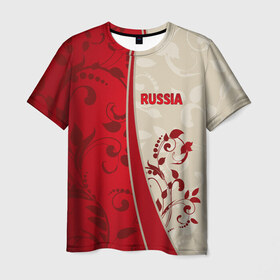 Мужская футболка 3D с принтом Russia в Екатеринбурге, 100% полиэфир | прямой крой, круглый вырез горловины, длина до линии бедер | rus | russia | team | мира | российская | россия | рф | сборная | федерация | футбол | чемпионат