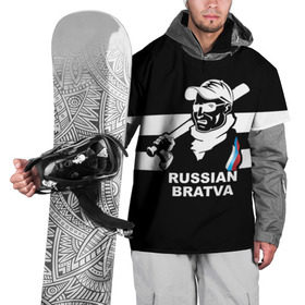 Накидка на куртку 3D с принтом RUSSIAN BRATVA в Екатеринбурге, 100% полиэстер |  | mafia | russian | бандит | герб | мафия | россия | флаг