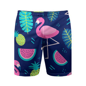 Мужские шорты 3D спортивные с принтом Фламинго в Екатеринбурге,  |  | flamingo | ананас | арбуз | летние | летняя | лето | листья | текстура | фламинго | фрукты