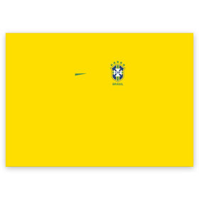 Поздравительная открытка с принтом Бразилия форма (без надписи сзади) в Екатеринбурге, 100% бумага | плотность бумаги 280 г/м2, матовая, на обратной стороне линовка и место для марки
 | brasil | championship | cup | football | team | world |  чемпионат мира | бразилии | бразилия | форма | футбол | чм