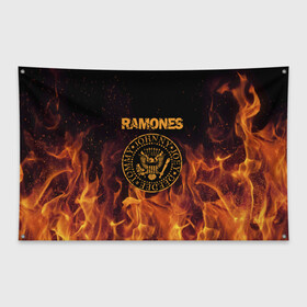 Флаг-баннер с принтом Ramones в Екатеринбурге, 100% полиэстер | размер 67 х 109 см, плотность ткани — 95 г/м2; по краям флага есть четыре люверса для крепления | ramones | джонни | джоуи | ди ди томми | рамон | рамонес | рамоун | рамоунз | рамоунс | рок группа