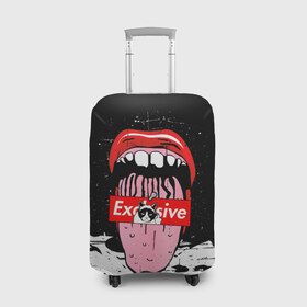 Чехол для чемодана 3D с принтом Exclusive в Екатеринбурге, 86% полиэфир, 14% спандекс | двустороннее нанесение принта, прорези для ручек и колес | exclusive | rip n dip | губы | кот | суприм | язык
