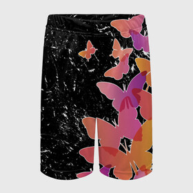 Детские спортивные шорты 3D с принтом Бабочки — это цветы в Екатеринбурге,  100% полиэстер
 | пояс оформлен широкой мягкой резинкой, ткань тянется
 | разноцветные | яркие