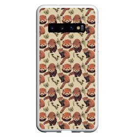 Чехол для Samsung Galaxy S10 с принтом Red panda в Екатеринбурге, Силикон | Область печати: задняя сторона чехла, без боковых панелей | Тематика изображения на принте: panda | red panda | small panda | животные | красная панда | лес | панда