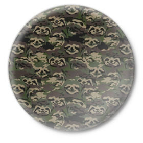 Значок с принтом Лига лени в Екатеринбурге,  металл | круглая форма, металлическая застежка в виде булавки | камуфляж | ленивец | лень