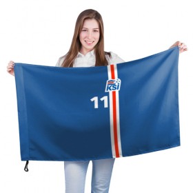Флаг 3D с принтом KSI 11 A.FINNBOGASSON в Екатеринбурге, 100% полиэстер | плотность ткани — 95 г/м2, размер — 67 х 109 см. Принт наносится с одной стороны | fc | football | football club | iceland | sport | исландия | сборная исландии | спорт | спортивные | униформа | фирменные цвета | фк | футбол | футбольный клуб
