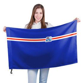Флаг 3D с принтом KSI ICELAND SPORT в Екатеринбурге, 100% полиэстер | плотность ткани — 95 г/м2, размер — 67 х 109 см. Принт наносится с одной стороны | fc | football | football club | iceland | ksi | sport | исландия | сборная исландии | спорт | спортивные | униформа | фирменные цвета | фк | футбол | футбольный клуб