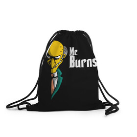 Рюкзак-мешок 3D с принтом Mr. Burns (Simpsons) в Екатеринбурге, 100% полиэстер | плотность ткани — 200 г/м2, размер — 35 х 45 см; лямки — толстые шнурки, застежка на шнуровке, без карманов и подкладки | burns | mr | mr. burns | simpsons | мистер бернс | симпсоны