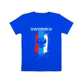 Детская футболка хлопок с принтом Swimmer в Екатеринбурге, 100% хлопок | круглый вырез горловины, полуприлегающий силуэт, длина до линии бедер | Тематика изображения на принте: пловец | пловчиха
