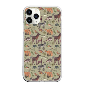 Чехол для iPhone 11 Pro матовый с принтом Wild animals в Екатеринбурге, Силикон |  | animals | deer | forest | fox | nature | wild nature | дикие животные | ёжик | лес | лиса | олень | природа | рыба