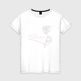 Женская футболка хлопок с принтом LU в Екатеринбурге, 100% хлопок | прямой крой, круглый вырез горловины, длина до линии бедер, слегка спущенное плечо | bangtan boys | bts | бантаны | бтс