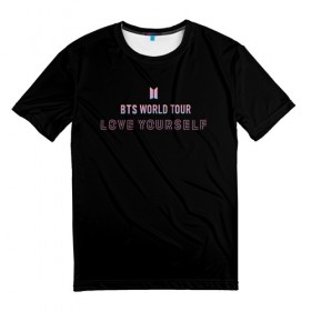 Мужская футболка 3D с принтом BTS WORLD TOUR_color в Екатеринбурге, 100% полиэфир | прямой крой, круглый вырез горловины, длина до линии бедер | bangtan boys | bts | бантаны | бтс