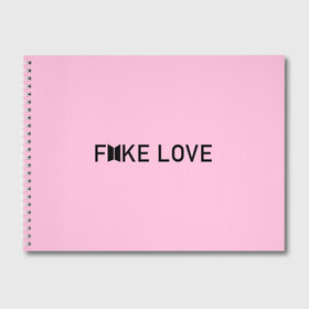 Альбом для рисования с принтом FAKE LOVE_pink в Екатеринбурге, 100% бумага
 | матовая бумага, плотность 200 мг. | bangtan boys | bts | бантаны | бтс