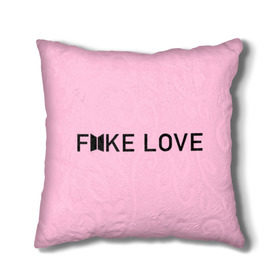 Подушка 3D с принтом FAKE LOVE_pink в Екатеринбурге, наволочка – 100% полиэстер, наполнитель – холлофайбер (легкий наполнитель, не вызывает аллергию). | состоит из подушки и наволочки. Наволочка на молнии, легко снимается для стирки | bangtan boys | bts | бантаны | бтс