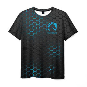 Мужская футболка 3D с принтом TEAM LIQUID E-SPORT в Екатеринбурге, 100% полиэфир | прямой крой, круглый вырез горловины, длина до линии бедер | 2019 | blue | cybersport | esport | liquid | logo | pro league | sci fi | team | team liquid | броня | киберспорт | логотип | ромб | текстура | тим ликвид | фирменные цвета