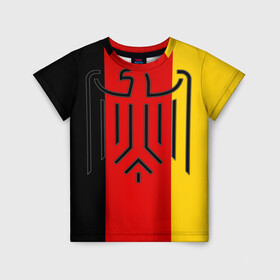 Детская футболка 3D с принтом German eagle в Екатеринбурге, 100% гипоаллергенный полиэфир | прямой крой, круглый вырез горловины, длина до линии бедер, чуть спущенное плечо, ткань немного тянется | Тематика изображения на принте: герб | германский | немецкий | орел | флаг