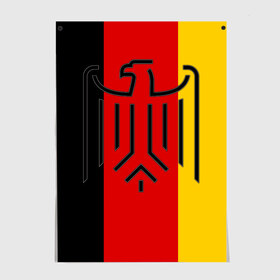 Постер с принтом German eagle в Екатеринбурге, 100% бумага
 | бумага, плотность 150 мг. Матовая, но за счет высокого коэффициента гладкости имеет небольшой блеск и дает на свету блики, но в отличии от глянцевой бумаги не покрыта лаком | герб | германский | немецкий | орел | флаг