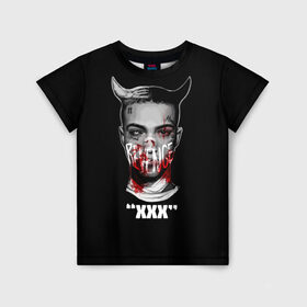 Детская футболка 3D с принтом XXX REVENGE в Екатеринбурге, 100% гипоаллергенный полиэфир | прямой крой, круглый вырез горловины, длина до линии бедер, чуть спущенное плечо, ткань немного тянется | art | look at me | rap | revenge | tentacion | xxx | xxxtentacion