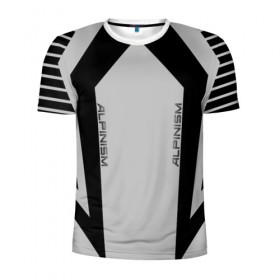 Мужская футболка 3D спортивная с принтом Alpinism в Екатеринбурге, 100% полиэстер с улучшенными характеристиками | приталенный силуэт, круглая горловина, широкие плечи, сужается к линии бедра | Тематика изображения на принте: 