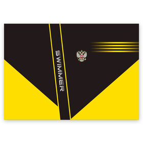 Поздравительная открытка с принтом Swimmer в Екатеринбурге, 100% бумага | плотность бумаги 280 г/м2, матовая, на обратной стороне линовка и место для марки
 | Тематика изображения на принте: герб | орел | пловец | пловчиха