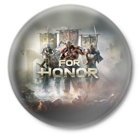 Значок с принтом For Honor в Екатеринбурге,  металл | круглая форма, металлическая застежка в виде булавки | and | hack | slash | викинг | за честь | игра | оружие | рыцарь | самурай | стратегия | файтинг