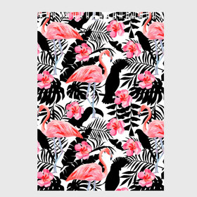 Скетчбук с принтом Pattern Flamingo в Екатеринбурге, 100% бумага
 | 48 листов, плотность листов — 100 г/м2, плотность картонной обложки — 250 г/м2. Листы скреплены сверху удобной пружинной спиралью | Тематика изображения на принте: 