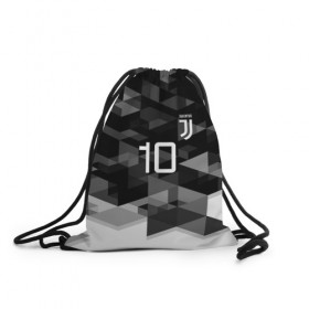 Рюкзак-мешок 3D с принтом JUVE 10 DYBALA в Екатеринбурге, 100% полиэстер | плотность ткани — 200 г/м2, размер — 35 х 45 см; лямки — толстые шнурки, застежка на шнуровке, без карманов и подкладки | fc | football | football club | juventus | sport | спорт | спортивные | униформа | фирменные цвета | фк | футбол | футбольный клуб | ювентус