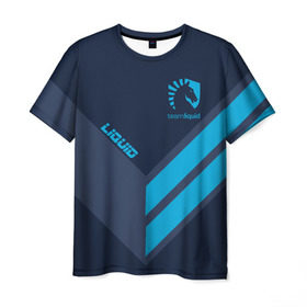 Мужская футболка 3D с принтом TEAM LIQUID E-SPORT в Екатеринбурге, 100% полиэфир | прямой крой, круглый вырез горловины, длина до линии бедер | 2019 | blue | cybersport | esport | liquid | logo | pro league | team | team liquid | киберспорт | логотип | тим ликвид | фирменные цвета