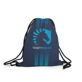 Рюкзак-мешок 3D с принтом TEAM LIQUID E-SPORT в Екатеринбурге, 100% полиэстер | плотность ткани — 200 г/м2, размер — 35 х 45 см; лямки — толстые шнурки, застежка на шнуровке, без карманов и подкладки | 2019 | blue | cybersport | esport | liquid | logo | pro league | team | team liquid | киберспорт | логотип | тим ликвид | фирменные цвета