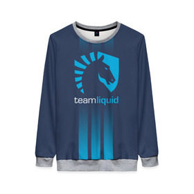 Женский свитшот 3D с принтом TEAM LIQUID E-SPORT в Екатеринбурге, 100% полиэстер с мягким внутренним слоем | круглый вырез горловины, мягкая резинка на манжетах и поясе, свободная посадка по фигуре | 2019 | blue | cybersport | esport | liquid | logo | pro league | team | team liquid | киберспорт | логотип | тим ликвид | фирменные цвета
