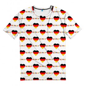 Мужская футболка 3D с принтом Love Germany в Екатеринбурге, 100% полиэфир | прямой крой, круглый вырез горловины, длина до линии бедер | germany | германия