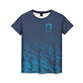 Женская футболка 3D с принтом TEAM LIQUID E-SPORT в Екатеринбурге, 100% полиэфир ( синтетическое хлопкоподобное полотно) | прямой крой, круглый вырез горловины, длина до линии бедер | 2019 | blue | cybersport | esport | liquid | logo | pro league | team | team liquid | киберспорт | логотип | тим ликвид | фирменные цвета