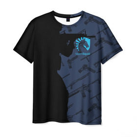 Мужская футболка 3D с принтом TEAM LIQUID E-SPORT CS GO в Екатеринбурге, 100% полиэфир | прямой крой, круглый вырез горловины, длина до линии бедер | 2019 | blue | cs go | cybersport | esport | liquid | logo | pro league | team | team liquid | киберспорт | логотип | тим ликвид | фирменные цвета
