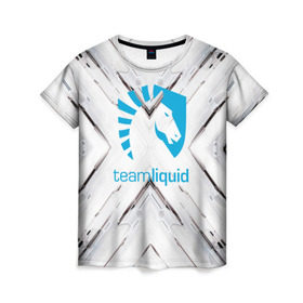 Женская футболка 3D с принтом TEAM LIQUID E-SPORT в Екатеринбурге, 100% полиэфир ( синтетическое хлопкоподобное полотно) | прямой крой, круглый вырез горловины, длина до линии бедер | 