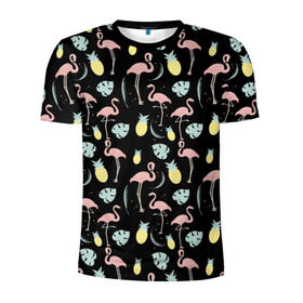 Мужская футболка 3D спортивная с принтом Розовый фламинго в Екатеринбурге, 100% полиэстер с улучшенными характеристиками | приталенный силуэт, круглая горловина, широкие плечи, сужается к линии бедра | Тематика изображения на принте: африка | крылья | мода | прикольные | природа | птица | розовый | фламинго | цвет | яркие