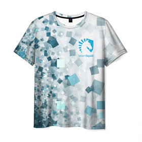 Мужская футболка 3D с принтом TEAM LIQUID E-SPORT в Екатеринбурге, 100% полиэфир | прямой крой, круглый вырез горловины, длина до линии бедер | 2019 | blue | cybersport | esport | liquid | logo | pro league | team | team liquid | киберспорт | логотип | тим ликвид | фирменные цвета