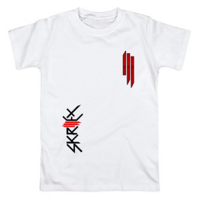 Мужская футболка хлопок с принтом Skrillex в Екатеринбурге, 100% хлопок | прямой крой, круглый вырез горловины, длина до линии бедер, слегка спущенное плечо. | 