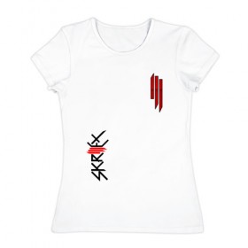 Женская футболка хлопок с принтом Skrillex в Екатеринбурге, 100% хлопок | прямой крой, круглый вырез горловины, длина до линии бедер, слегка спущенное плечо | 