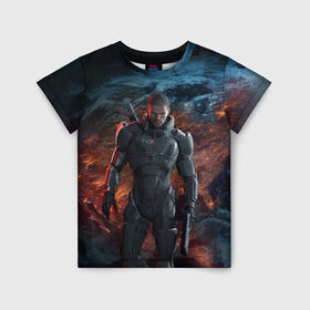 Детская футболка 3D с принтом Mass Effect 3 в Екатеринбурге, 100% гипоаллергенный полиэфир | прямой крой, круглый вырез горловины, длина до линии бедер, чуть спущенное плечо, ткань немного тянется | action | edition | rpg | shooter | special | геты | жнецы | инженер | разведчик | солдат | страж | цербер | штурмовик | шутер