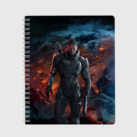 Тетрадь с принтом Mass Effect 3 в Екатеринбурге, 100% бумага | 48 листов, плотность листов — 60 г/м2, плотность картонной обложки — 250 г/м2. Листы скреплены сбоку удобной пружинной спиралью. Уголки страниц и обложки скругленные. Цвет линий — светло-серый
 | action | edition | rpg | shooter | special | геты | жнецы | инженер | разведчик | солдат | страж | цербер | штурмовик | шутер