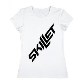 Женская футболка хлопок с принтом Skillet в Екатеринбурге, 100% хлопок | прямой крой, круглый вырез горловины, длина до линии бедер, слегка спущенное плечо | 